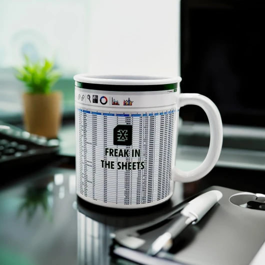 Mad Monkey - Tasse Freak in the Sheets - Tasse à café Excel pour les fans du tableur, Blanc